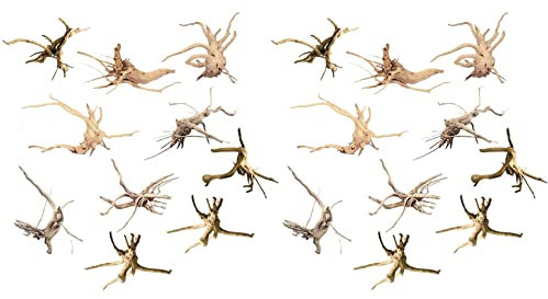 NIZEAMI Mini Driftwood for Aquarium Natural Wood Branches Fish Tank Decorations Reptiles Tree Trunk Driftwood Assorted(20 Pack)
