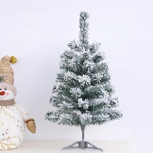 Árbol de Navidad Artificial,Shibida 60CM Mini Arbol de Navidad Arbol de Navidad Nevado Árbol de Pino de Navidad Artificial Escritorio Pequeño Árbol de Navidad Artificial de Mesa,Blanco