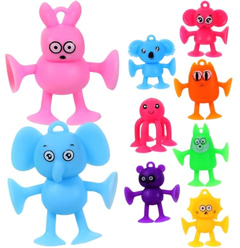 Gatuida 9pcs Cartoon Animal Suction Cup Toys Cute Giraffe Octopus Suction Toys for Boys and Girls Bath Learning Plaything