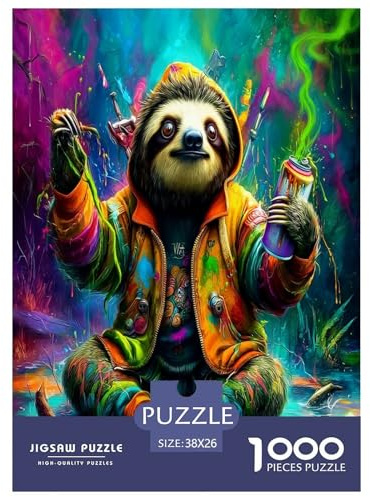 Gekleideter Sloth Puzzle 1000 Teile Impossible Geschicklichkeitsspiel Für Erwachsene Und Kinder, Klassische Geschenk Lernspiel Herausforderung Spielzeug Dekorative Geschenke 38x26cm/1000pcs
