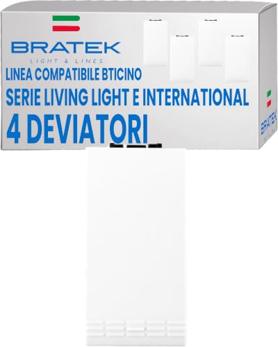 Bratek 4 Wechselschalter, kompatibel mit Bticino Living Light und International, weiß