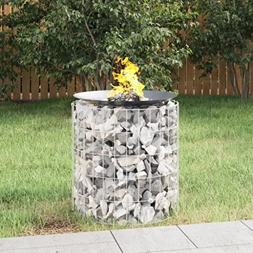 ACAGALA Gabionen-Feuerstelle Rund 50x50 cm, Gabionenkorb Oval Steingabionen Gabionenwand Steinkorb Wand Drahtkorb Dekorative Zäune Gabionen Zaun Metall Gartendeko, Verzinkter Eisen