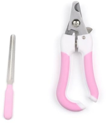 Yunmeryker Nail s for Cat Grooming and Guinea Pig, Stainless Steel Pet Nail s, Scissors Small Design, No Guard or Light for Clear Trimming, Small Pink + Nail File Set