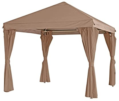 Pavillon Yasumi 3x3m taupe, Stahlgestell in beige inkl. Seitenteile