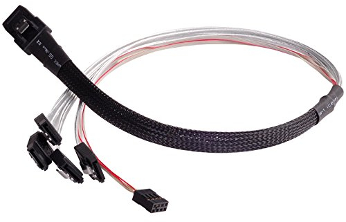 SilverStone SST-CPS03 - cavo schermato interno per Mini SAS SFF8087 36pin a 4x SATA 7pin (con banda laterale), controller Mini SAS a target/backplane con 4x SATA, 0.5M