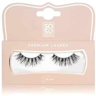 SOSU Cosmetics Sara Eyelashes for Women – 1 Pair of Lightweight, Natural-Looking False Lashes for Volume & Curl – Handmade, Cruelty-Free & Reusable