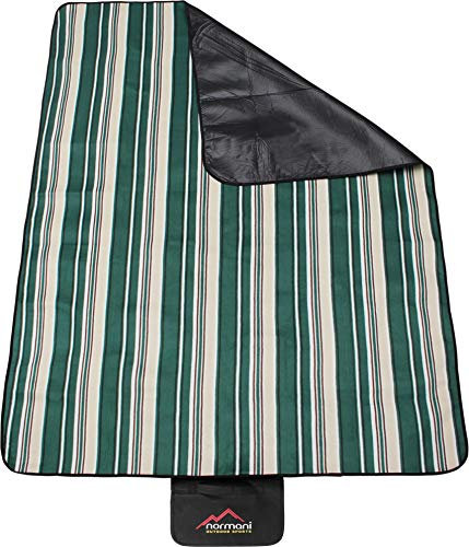 normani Outdoor Campingdecke Fleece mit Tragegriff wasserdicht isoliert Farbe Grün gestreift