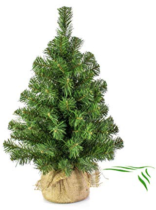 artplants.de Mini Albero di Natale WARSCHAU, Verde, Sacco di Iuta, 60cm, Ø 40cm - Albero Tessile/Abete di Natale