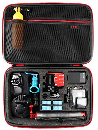 HSU Carrying Case for Gopro Hero4 By with Fully Customizable Interior for Gopro Camera and Accessory, A Large Size Case Compatible with Gopro Hero4, Session, Black, Silver, Hero+ LCD, 3+, 3, 2