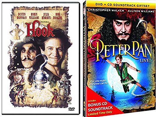 Peter Pan Live Special Edition Musical with Bonus Soundtrack + Hook Robin Williams Fantasy Movie Bundle DVD set
