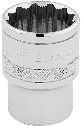 Draper 33290 1/2 Square Drive 12 Point Socket, 21mm Size