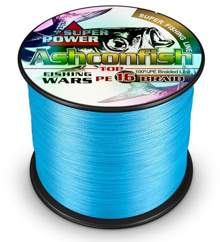 Ashconfish Intrecciato linea di pesca 16 fili cavo nucleo pesca filo 100 m / 109 m 400 libbre resistente all'abrasione Incredibile Superline Zero Stretch ultrasottile diametro intrecciato filo blu