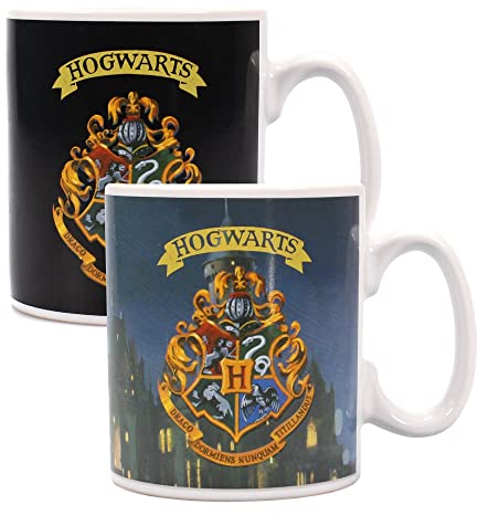 Harry Potter Heat Change Hogwarts Crest Half Moon Calici - Taza, diseño de Hogwarts