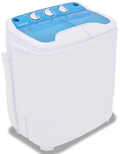 Festnight Mini Lavadora con 2 Tambores - Color de Azul y Blanco Material de Plástico 5,6 kg