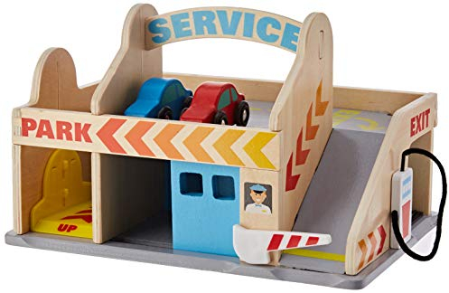 Melissa & Doug Tankstelle mit Parkhaus | Fahrzeuge und Züge aus Holz | LKWs und Fahrzeuge | 3+ | Geschenk für Jungen oder Mädchen, Gold
