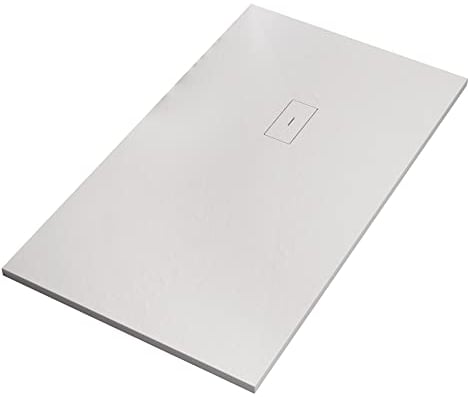 Receveur de douche MAKA en résine et marbre blanc effet pierre ciment - 100 x 120