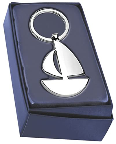 SILBERKANNE Schlüsselanhänger Segelboot 8,5x3,5 cm Silber Plated Premium versilbert. Edel verpackt in einem eleganten Etui