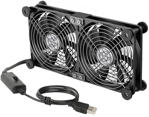 ELUTENG Dual AC USB Computer Fan 140mm USB Fans for Cooling 3 Speed Control