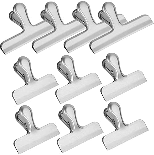 Edelstahl Bag Clips, 10 Stück Food Tasche Clips Tüten Verschlussclips Brief Klammern Chip Clips luftdichtes Abschließen für Kaffee Brot Taschen (12 cm und 7.7 cm Breite)