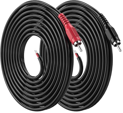 RCA to Speaker Wire, 18AWG 2 Pack 6ft RCA Male Plug Adapter to Bare Cable Open End, UIInosoo Audio Cable, Red and Black