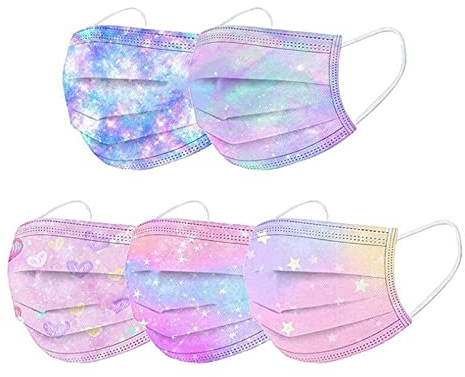 Lulupi 50 Stück Kinder Mundschutz Einweg 3D Druck Mund und Nasenschutz Halstuch Masken Cartoon Motiv 3-lagig Einmal MNS Mund-Tuch Staubdicht Atmungsaktiv Tücher Bandana Schals für Jungen Mädchen