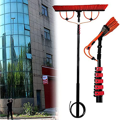 XYEJL Window Cleaning Brush,Water Bearing Telescopic Pole Water Spray Brus,Extendable Cleaning Conservatory Roof/Skyscrapers Windows/Solar Panels,7.2m/24FT