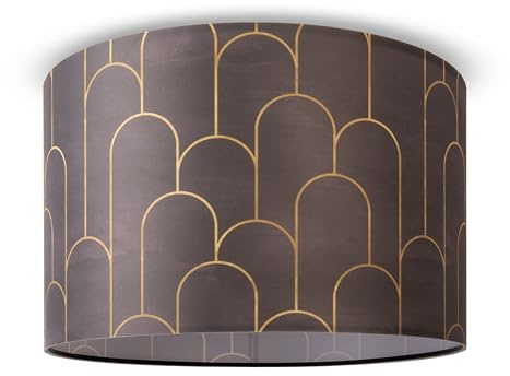 Paco Home Deckenlampe Wohnzimmer Pendelleuchte Esstisch Schlafzimmerlampe Lampenschirm Stoff Modern Abstrakt E27 Lampe, Farbe:Design 5 (Ø45,5 cm), Leuchtenart/Farbe:Deckenleuchte - Schwarz
