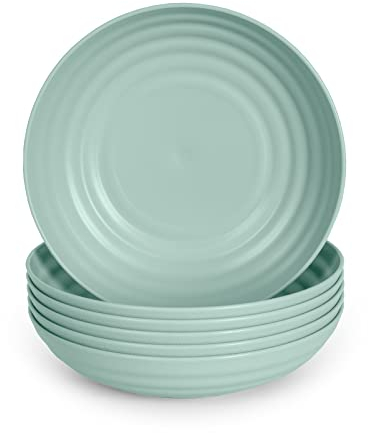 Juego de 6 Platos de Plastico Duro Reutilizables e Irrompibles para Fiestas y Eventos. Classic Verde (Semi-Hondos 19 cm)