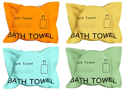 Stareal Toallas De Baño Desechables, 4 Toallas De Ducha Grandes De 55 X 27 Pulgadas, Toalla De Cuerpo Portátil para Viajes, Hotel, Camping, Senderismo, Salón De Belleza, Hotel