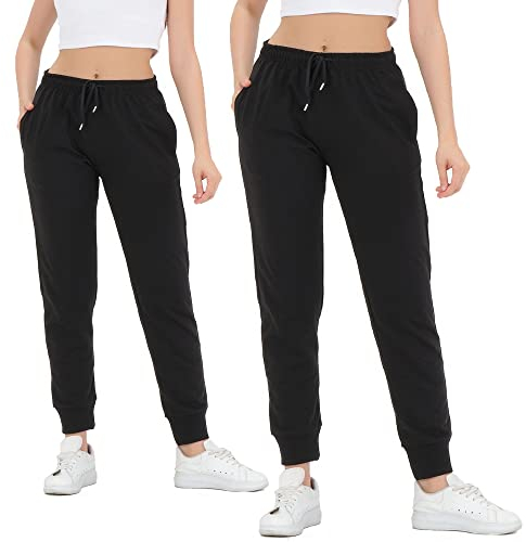 ROSS CAMP Jogginghose Damen - Sporthose Frauen Baumwolle, Trainingshose Fitness High Waist, Sweatpants Slim Fit Freizeithose Lang, Jogging Hose Laufhosen Modern 2erPack Sch/XXL