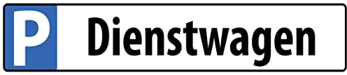 AGDeko® Blechschild 46x10cm Parkplatz Schild DIENSTWAGEN reservierter Stellplatz Firma Laden Haus KFZ Kennzeichen Format