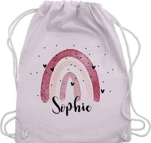 Turnbeutel Rucksack - Boho Regenbogen I Boho Rainbow - Unisize - Pastell Rosa - kindergarten beutel kindergartenbeutel name kita turnsack stoffbeutel schule personalisierte