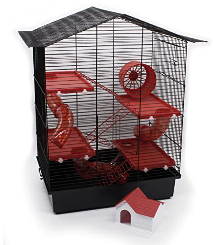 ZooPaul XXL Hamsterkäfig Nagerkäfig CH3 Zubehör Tunnelsystem Maus Hamster Käfig (rot)