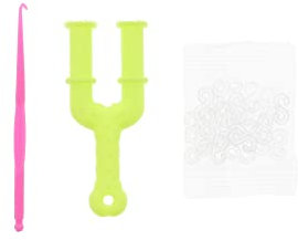 Zac's Alter Ego Set of 2 Loom Slingshots & 2 Tool Sticks - Y Slingshot Loom Rubber Band Clips Plastic Jewellery Connectors For Necklace Bracelet Making