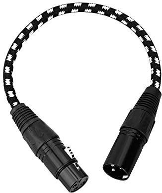 Musiin XLR Audio Cable 0.3m for Professional Microphone, Audio Interface, Braided Canon Audio Cable for Desktop, Studio, Audio Recording (Black and White)