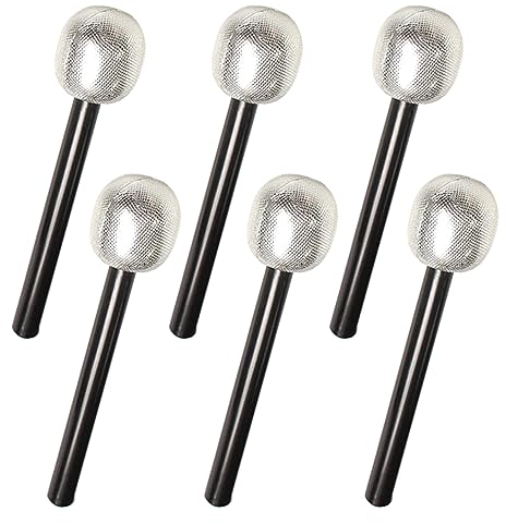 AOVNA 6 Pieces Halloween Microphone Toy Sliver Fake Microphone Party Props Pretend Microphone Toy Glitter Decorative Microphone