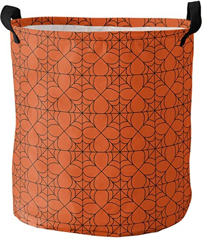 Wäschesammler Geometrisches Halloween-Karomuster In Orange Laundry Basket Faltbare Wäschesortierer Universell Wäschetonne Für Kleidung Bad Waschküche,40X50Cm