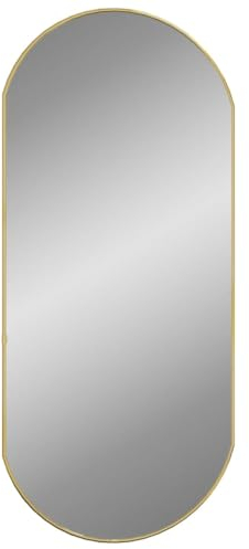 vidaXL Wandspiegel Flurspiegel Spiegel Badspiegel Hängespiegel Dekospiegel Schminkspiegel Badezimmer Garderobe Flur Golden 90x40cm Oval