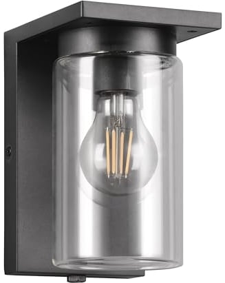 Trio Leuchten Außen Wandleuchte Ardila 211660132, Aluminium Druckguss Anthrazit, Glas klar, exkl. 1x E27, Dämmerungssensor, Schwarz Matt