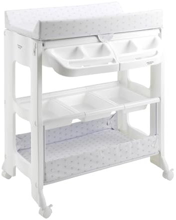 Formula Baby Table à Langer bébé | utilisable jusqu'à 12 Mois | avec Baignoire Amovible & Tuyau de Drainage + Rangement | Confortable & Pratique | 4 roulettes pour déplacement Facile | Motif éléphant