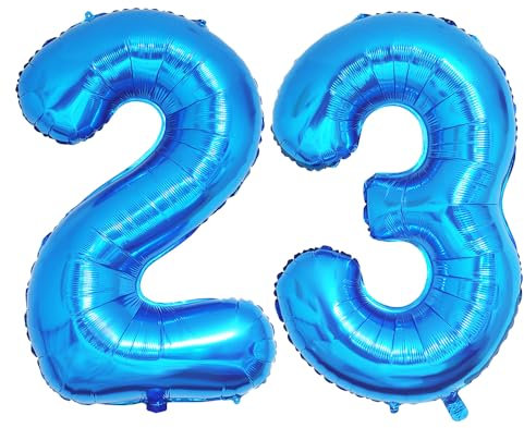 Ponmoo 40 inches Foil Balloons Numbers 23/32 Blue (101cm), Inflatable Helium or Air, Giant Balloon Number 0-9, 10-29, 30-100, Grand Balloons for Anniversary Wedding Birthday Party Decoration
