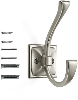 khtumeware Wall Hooks,5 Pack Coat Hooks Hardware Towel Hooks for Hanging Coats Matte Brushed Nickel Robe Hooks Wall Mounted with Screws for Key, Towel, Bags, Cup.