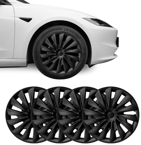BASENOR 2024 2025 Tesla Model 3 Radabdeckung 18 Zoll Hubcap Radnabenkappen OEM Felgenschutz Abdeckung Ersatz Matte Black Außenzubehör Set 4