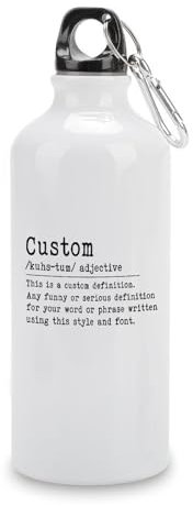 Guangpat Bouteille d'eau en aluminium avec définition personnalisée - Typographie - Portable - Avec mousqueton et gobelet supérieur pour sport, gym, plein air, voyage, école - 591 ml