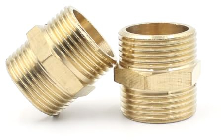 JIADEXIN 2Pcs Doppia Testa 1 Pollice Ottone Filettatura Maschio Doppio Raccordo Con Connettore Esagonale Parti Di Collegamento O Adattatore Del Tubo Accessori Di Montaggio Per I Tubi Dell'Acqua