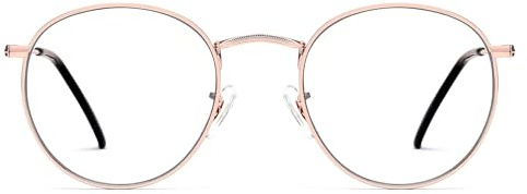 JFXQDR Rund Blaulichtfilter Brille für Herren Damen, Retro Metallrahmen Brille gegen Augenermüdung mit UV-Schutz RF5002