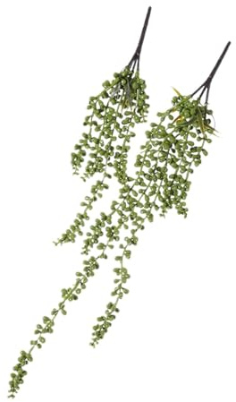 Folpus 2X Künstliche Hängepflanzen Perlenkette PVC Lebensechte Hängedekoration Unpotted Pflanzen für Garten Outdoor, Stil b