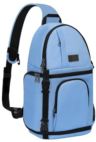 MOSISO Camera Sling Bag, DSLR/SLR/Mirrorless Camera Backpack Case Shockproof Photography Backpack with Tripod Holder & Removable Modular Inserts Compatible with Canon/Nikon/Sony/Fuji, Cerulean Blue