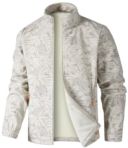 KENAIJING Giacca da Uomo, Unisex Giacca Neutra in Pile Polare Leggera a Maniche Lunghe da Pilota, Cappotto Outdoor con Cerniera.(Bianco, L)