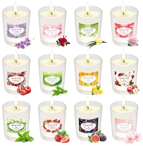 Candle Duftkerze im Glas | Weihnachten Duftkerze Geschenkset aus 12 Düft Kerze für Frauen mit 180 Stunden Langer Brenndauer & Sojawachs Duftkerze Set kleine Geschenke für Frauen Geburtstag Weihnachten